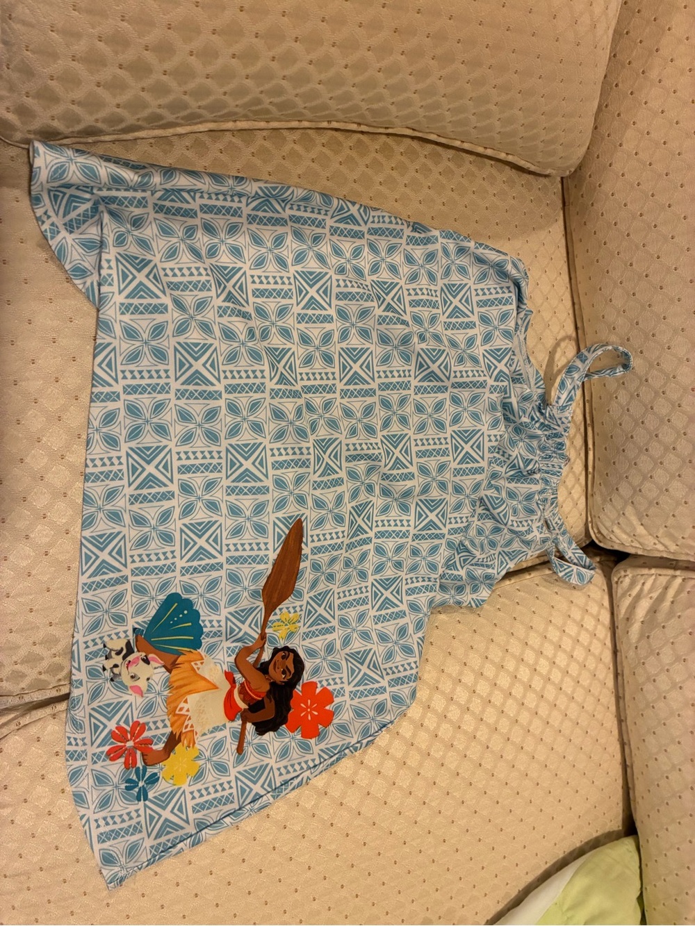 Disney Light Blue Patterned Moana Tie-Shoulder Tank